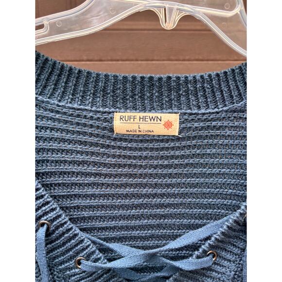 Ruff Hewn Women's Heavy Aqua Long Sleeve Pull-Over Sweater Size L - Picture 4 of 4